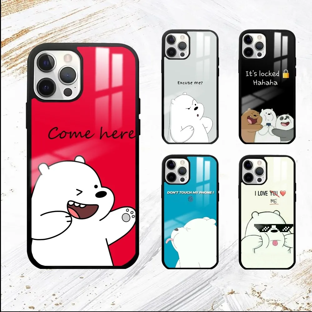 We B- Bare B- bear Phone Case For iPhone 16 15 14 13 12 11 Pro Max Plus Mini PC Mirror Fashion  phone case