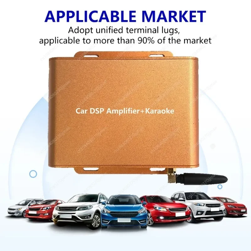 Amplificador de áudio do carro karaokê ktv com microfone sem fio do carro amplificador de potência dsp para android estéreo