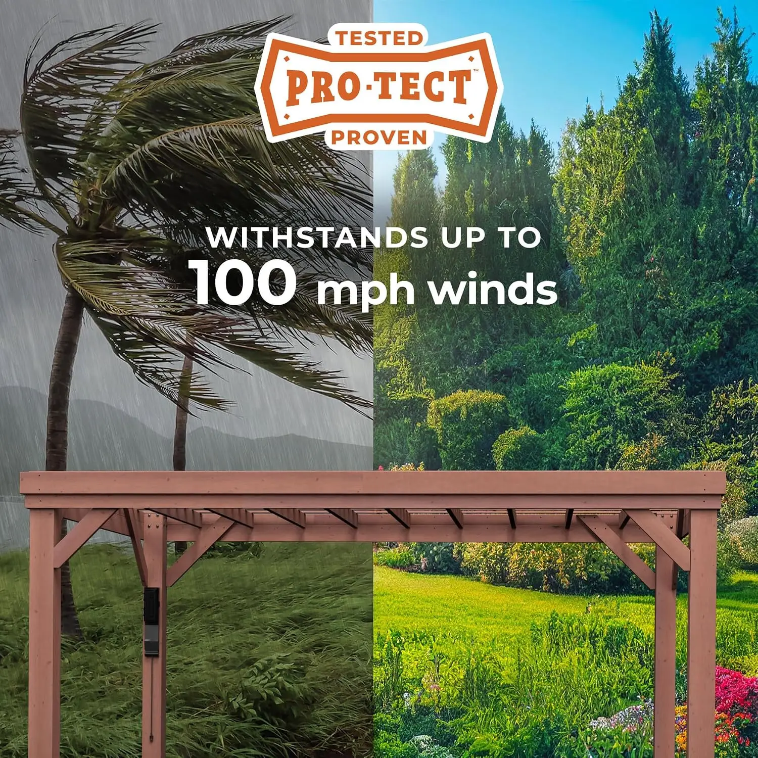 Brockton 14' x 10' Modern Cedar Wood Pergola Kit with All-Season Durability, High-Wind Rating, Concrete Anchors, PowerPort, Shad