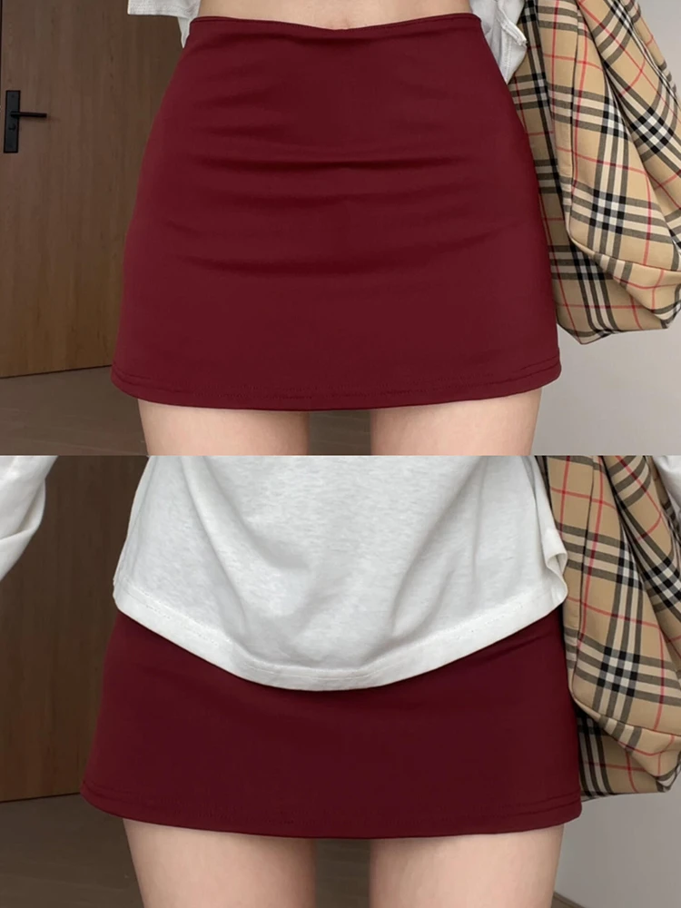 

Red Sexy Spicy Girl High Waist Skirt Women Early Autumn 2026 New High Sense Slim Fit Bodycon A-Line ort Skirt