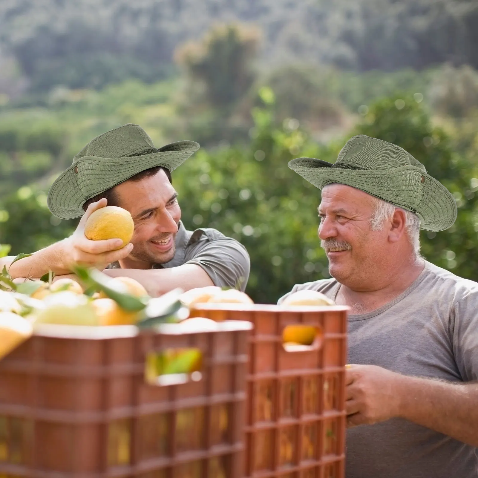 

Boonie Fishing Hat Adjustable Chin Strap Lightweight Round Brim with Ventilation for Outdoor Camping Hiking Army Green Bucket