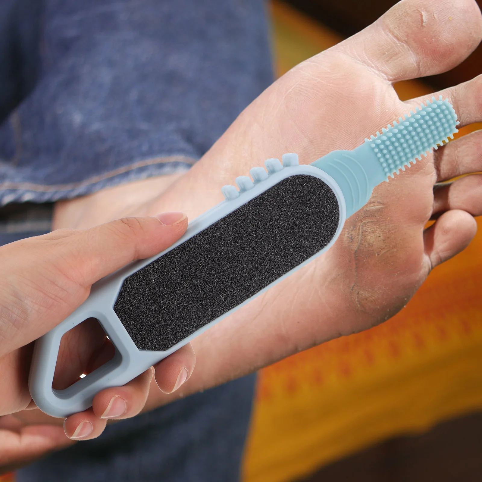 

Gentle Exfoliating Shower Brush for Feet Soft Silicone Foot Scrubber Dual Sided Dead Skin Remover for Sensitive Skin Blue