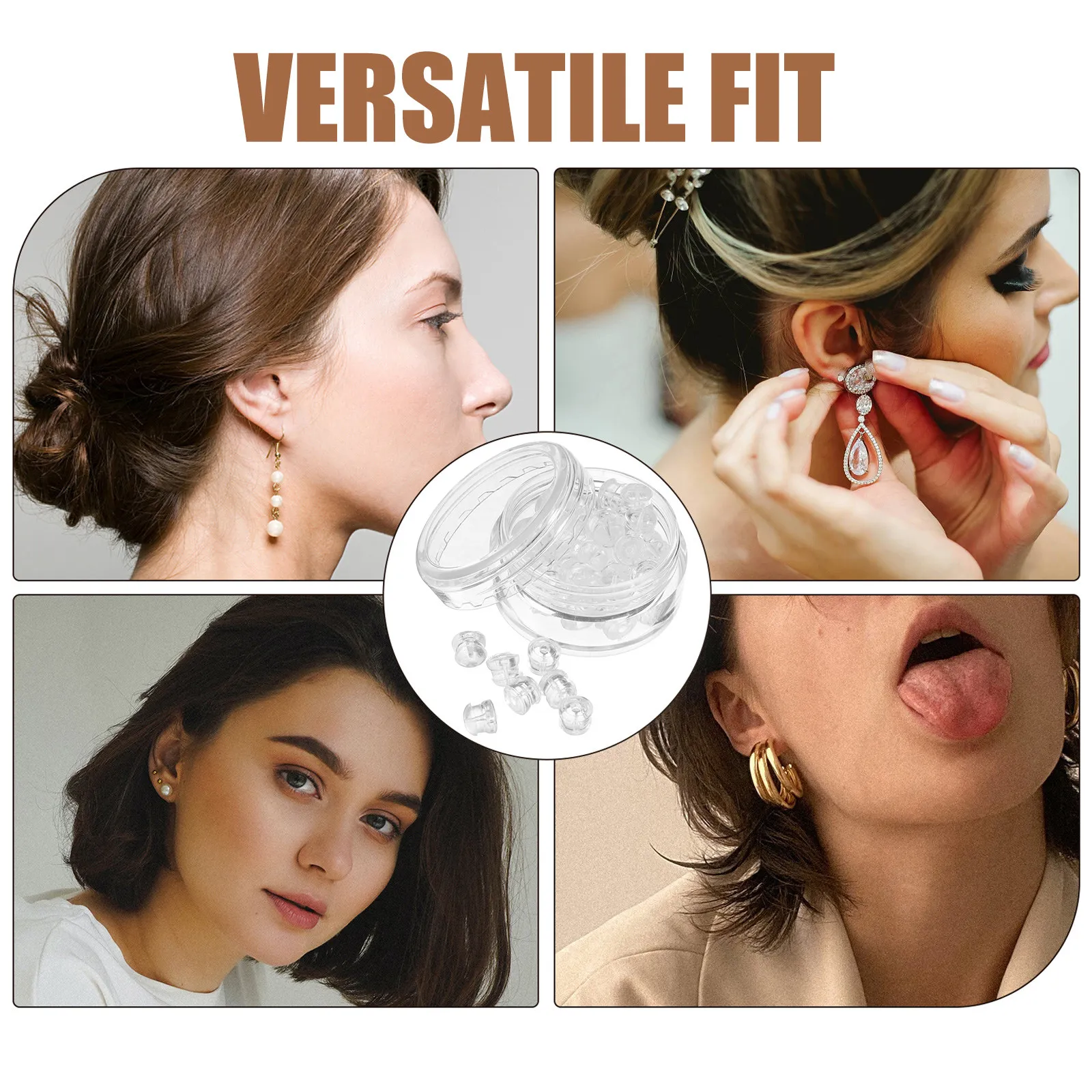 90Pcs Clear Silicone Earring Backs Soft Silica Gel Stud Clutch Safety Stoppers Replacement Secure Fit for Hoop Drop Fish Hook