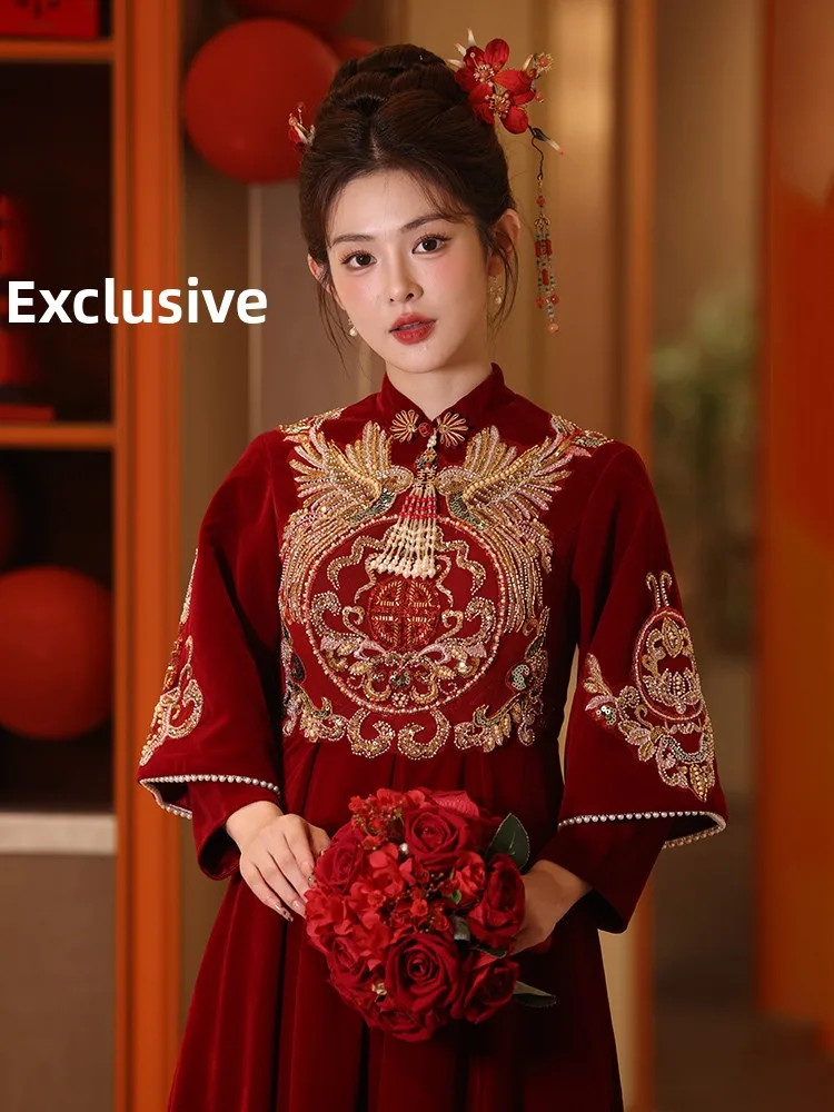 

New Chinese Sle Materni Wedding Dr Long Sve High Waist Cusizable Engagement Suit for Pregnant Women Spring