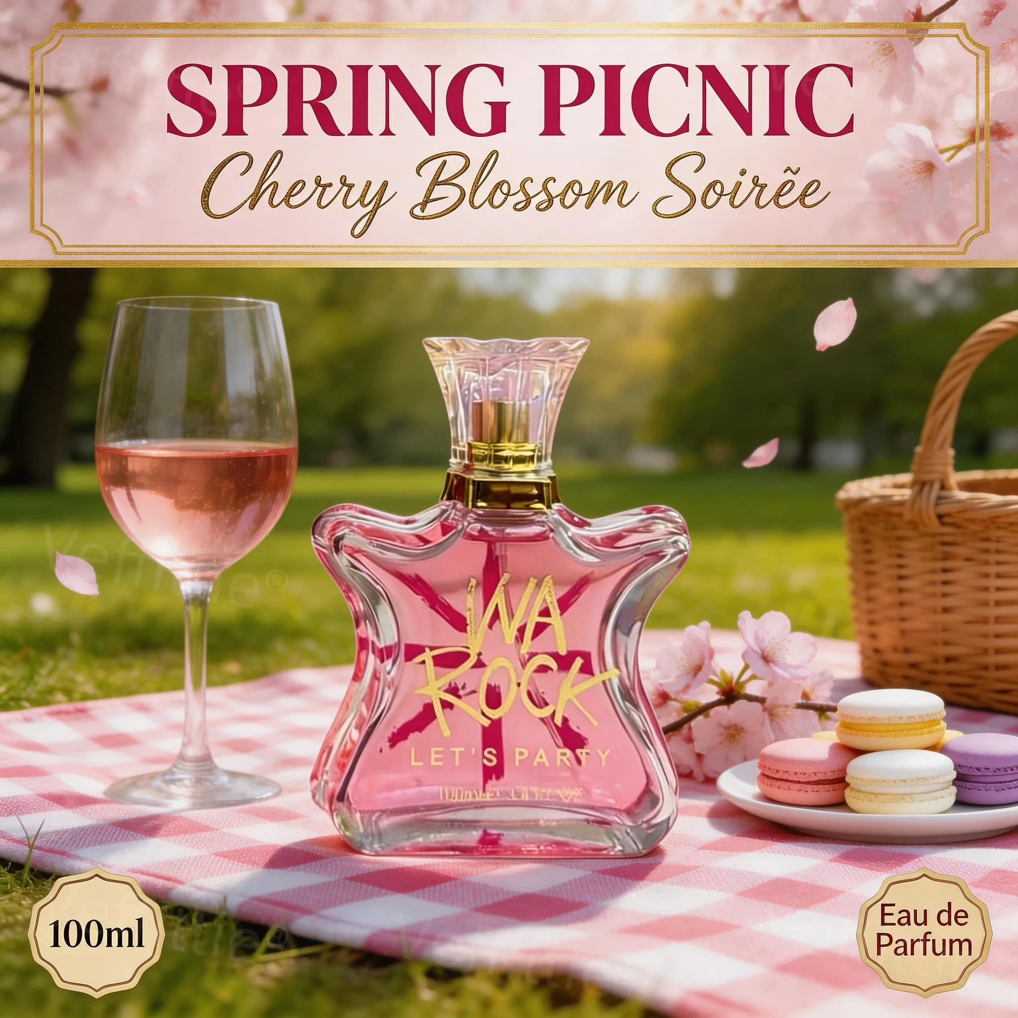 

Spring Sakura Ylang-Ylang Fresh Women's Eau De Parfum 3.4oz, Bright Floral Woody Scent, Casual Spring Wear, Gentle Romantic Vibe