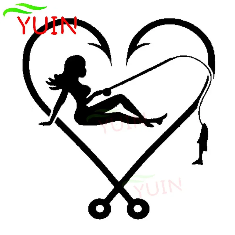 

Fashion I LOVE FISHING SEXY GIRL HOOK HEART FISH FISHING LINE Car Sticker Personality PVC Window Decoration Waterproof Decal