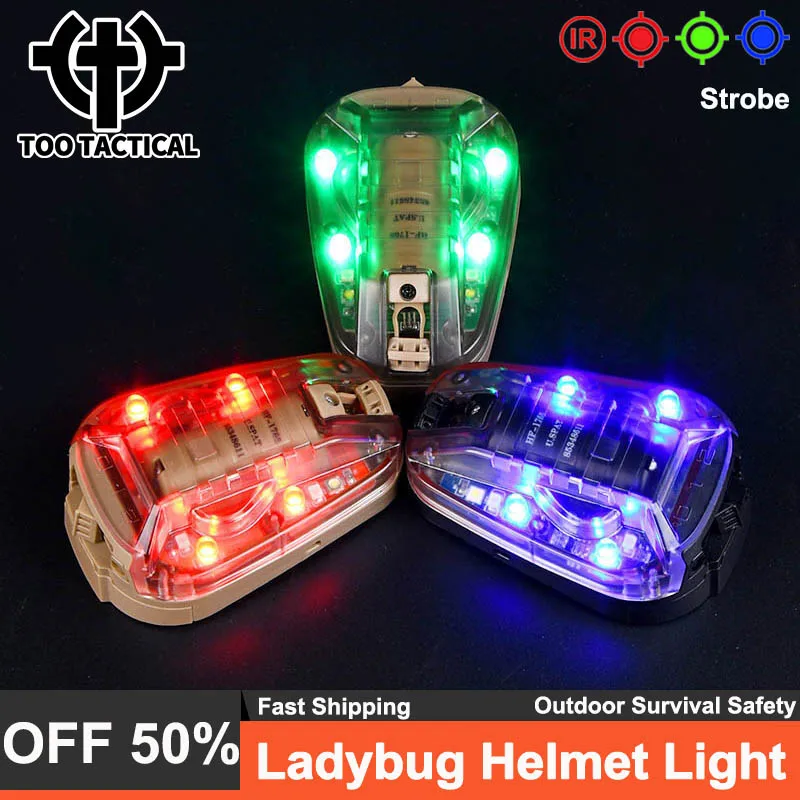 

WADSN Tactical STAR Helmet Signal Red Green Blue Strobe Light Outdoor Survival Safety IR Waterproof Multipurpose Ladybird Lamp