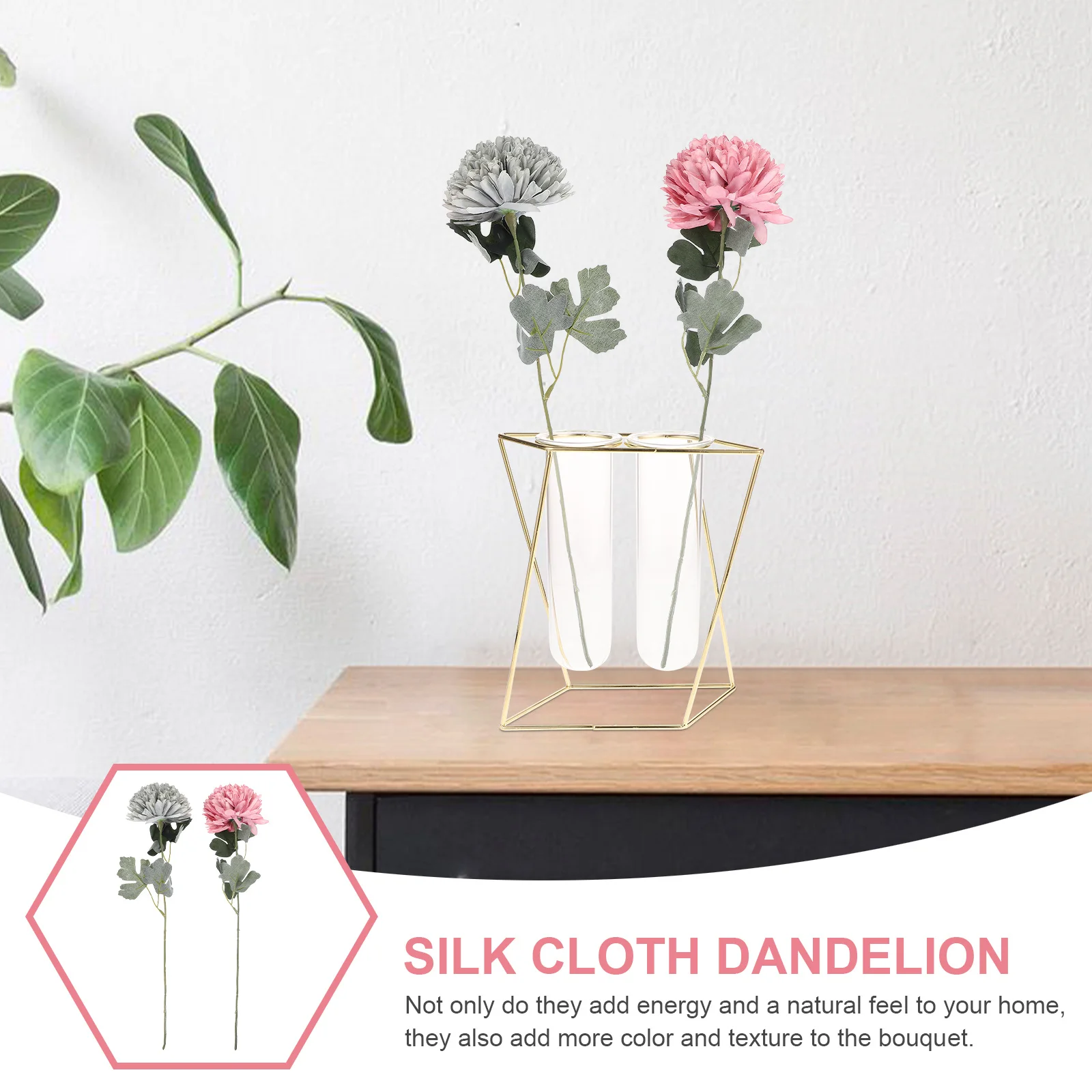 

2pcs Simulation Dandelion Branch Vase Decor Home Ornament Flower Arrangement Fake Plant Diy Adornment Festival Vase Branch Home