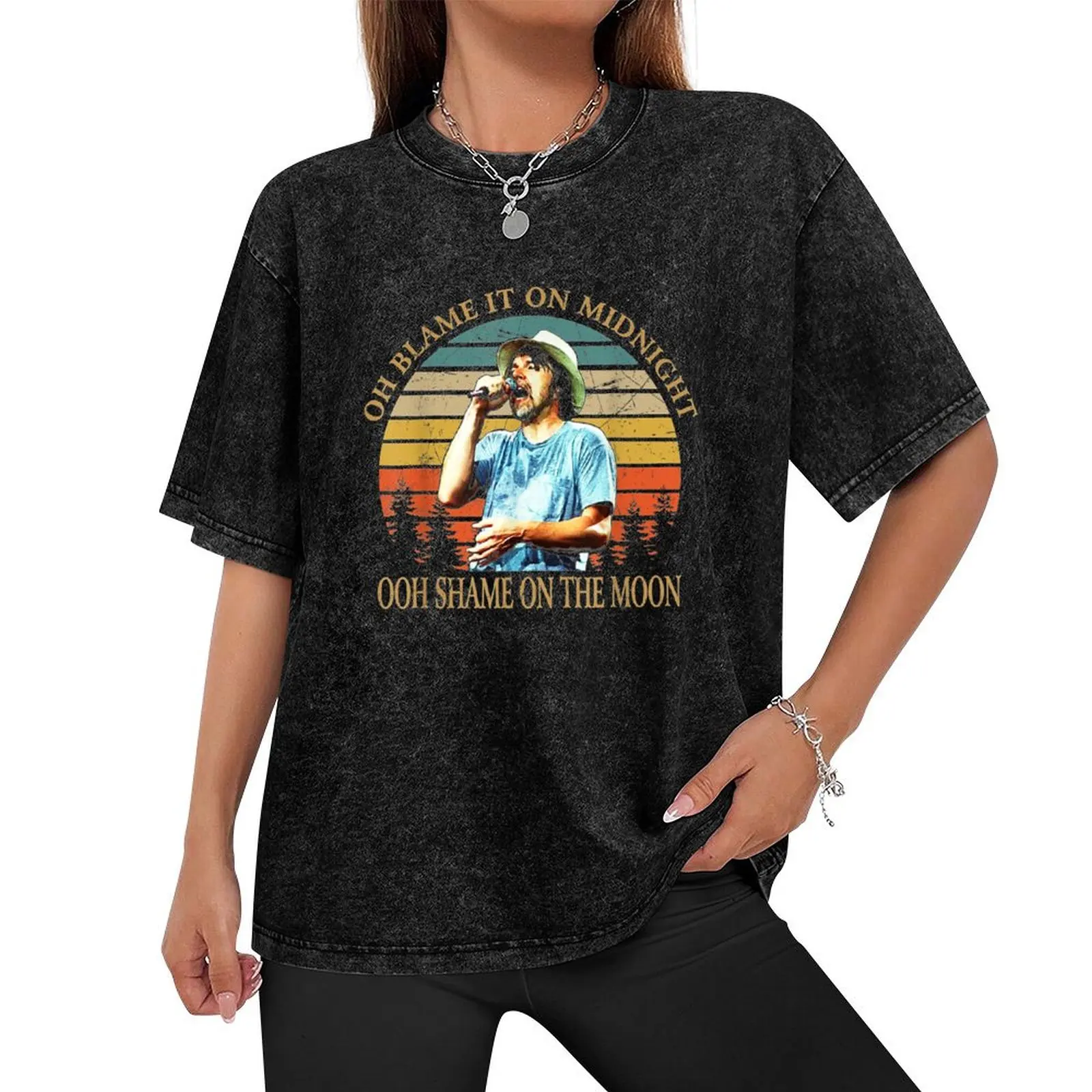 Blame It On Midnight Vintage Bob Art Seger Shame on the Moon T-Shirt summer tops plus size tops slim fit t shirts for men