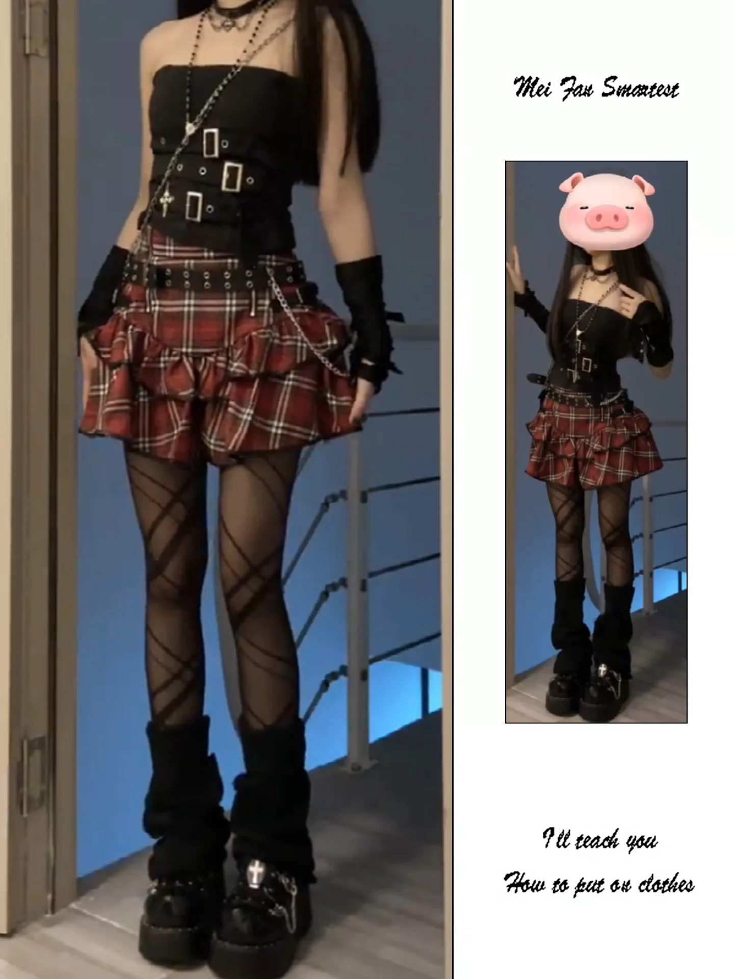 Y2K Millennium Girl Checkered Puffy  Skirt Women's Spring Summer New Style Pure Desire Style High Waist Korean Version