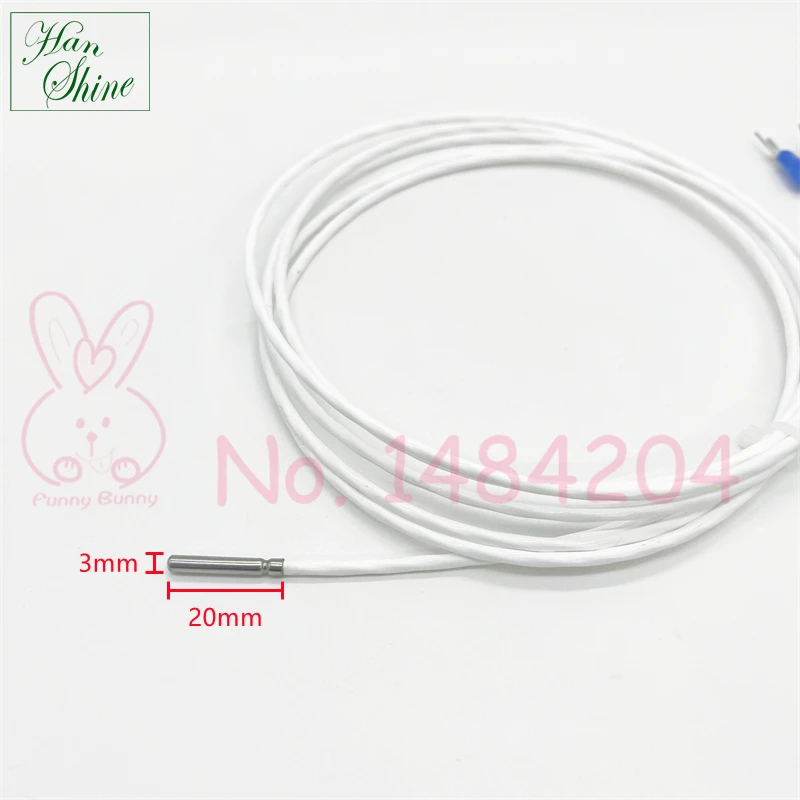 PT100 Temperature Sensor 3mm * 20mm Waterproof Oil Proof RTD Probe 3 Wire FEP Cable 2m Class 1/3B  A  B  C High Accuracy 2 PCS