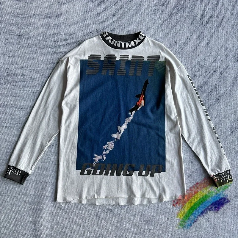 

Vintage Washed Crash Saint T-Shirt Men Women High Quality Oversized Tops Tee Casual T Shirt