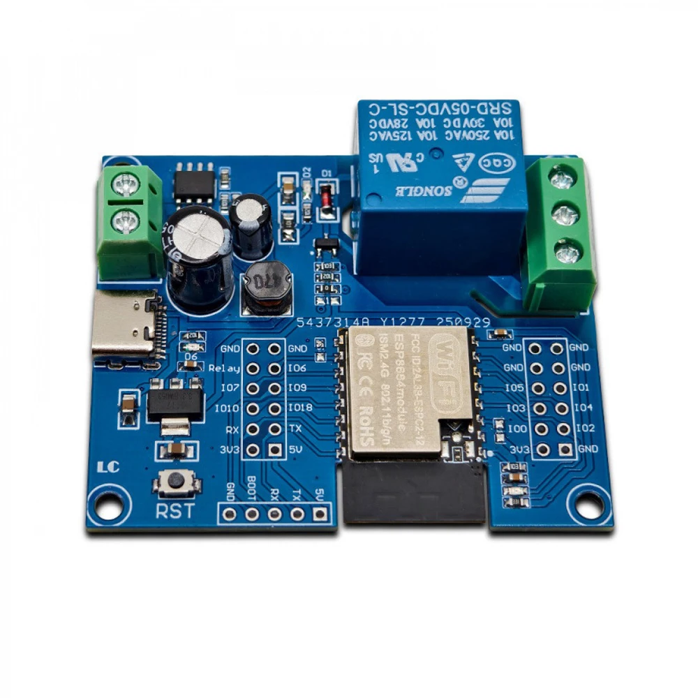ESP32-C2 1 Channel Relay Module Replace ESP-12F DC5-60V Development Board UART Flash 2x12Pin Programmable Control Relay Module
