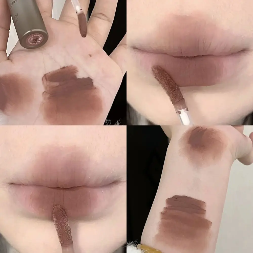 Non-stick Cups Donkerbruine matte lipgloss Nude Brown Lips Waterproof Brown Lip Mud Lipsticks Portable Tint Mud