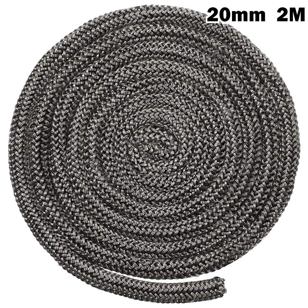 

18/20mmx2m Black Stove Fire Rope Wood Burning Stove Self-Adhesive Fiberglass Fireplace Door Sealing Cord Replacement Gasket Tape