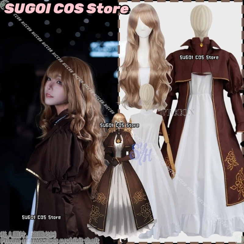 ชุดคอสเพลย์คาทีรีนจากอนิเมะเกม Limbus Company สไตล์วินเทจแบบพระราชวัง สีน้ำตาลหวานสไตล์โลลิต้า ชุดเดรสสีขาวสำหรับฮาโลวีน {SUGOI COS}