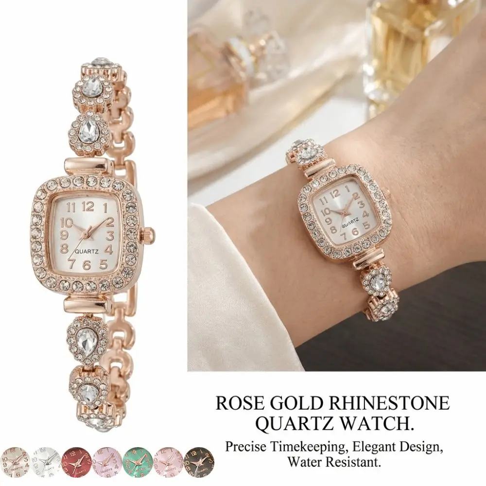 

New Rhinestone Quartz Watches Diamond Studded Watch Strap with Adjustable Bracelet Women Wristwatch Wrist Decoration Gift