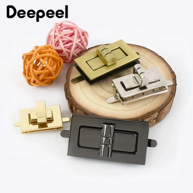 2Pcs Deepeel 31/38/46mm New Rectangle Metal Turn Twist Lock Closure Clasp Fashion Bag Buckle Locks Fasteners DIY Leather Crafts