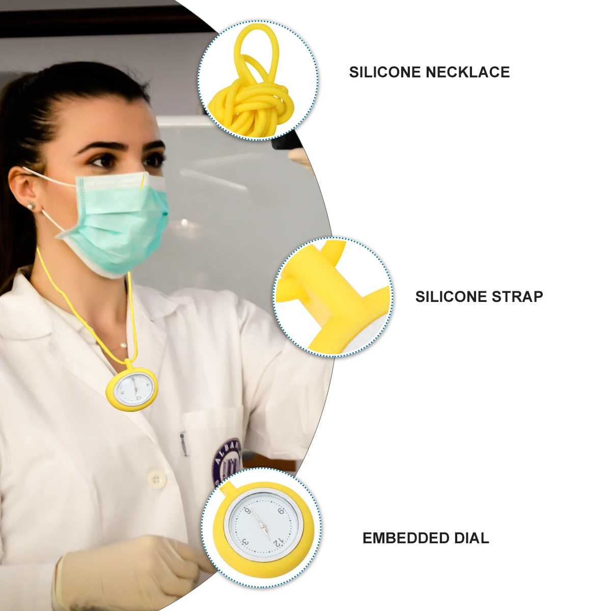 

Silicone Lanyard Quartz Watch Round for Nurses Neck Hanging Necklace Cute Woman