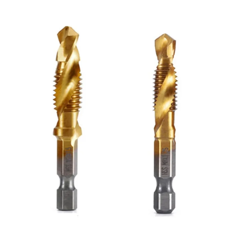 

Y42A-M8 M10 Hex Shank Titanium Plated HSS Screw Thread Metric Tap Drill Bits Screw Machine Compound Tap Open Chamfer Tool