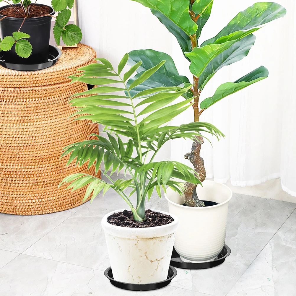 

16pcs Black Round PP Plant Trays for Flower Pots Durable Plastic Plant Saucers 180 Size Waterproof Gardening