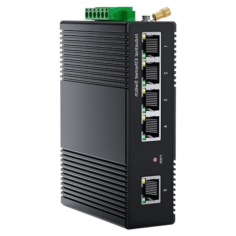 Stylish-Industrial 5 Port Gigabit Ethernet Switch 1000Mbps Miniature Network DIN Rail Mounted IP40 Protection Plug& Play