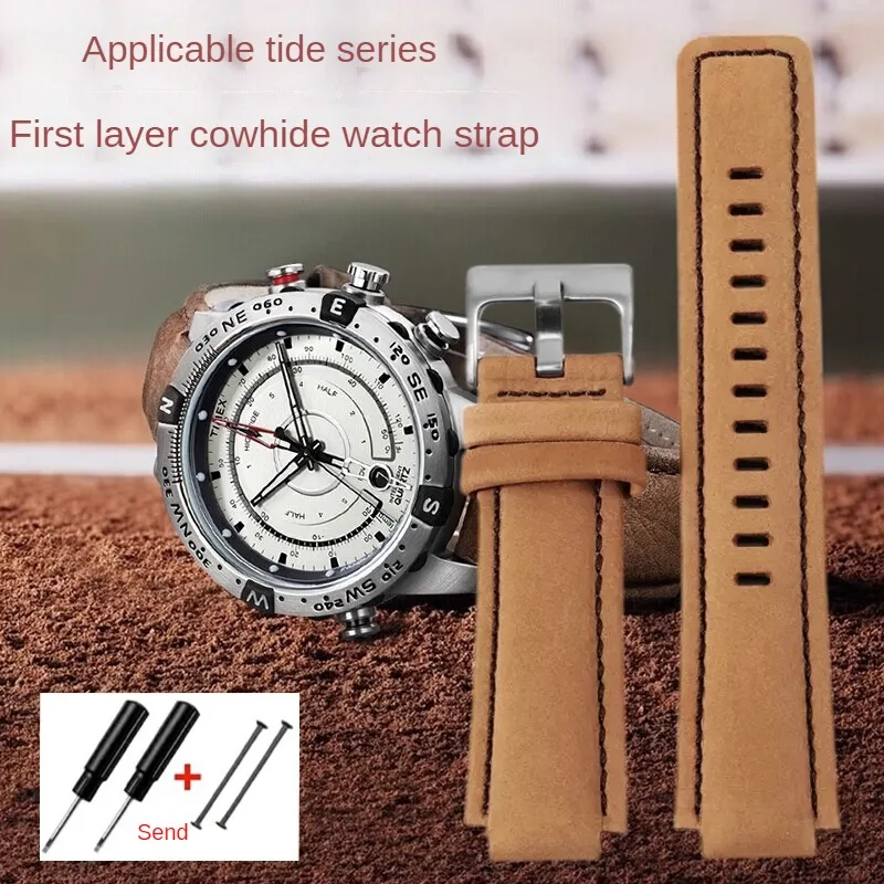 Leather Watch Strap Substitute Tide Series T2N720 T2N721 TW2T76500 Model Special Convex Interface Cowhide Watchband 16mm