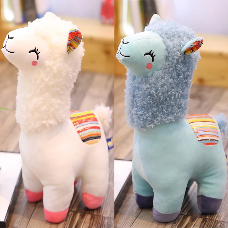 New Smile Stripe Alpaca Llama Plush Animals Toy Stuffed Doll Kids Toys Birthday Gifts