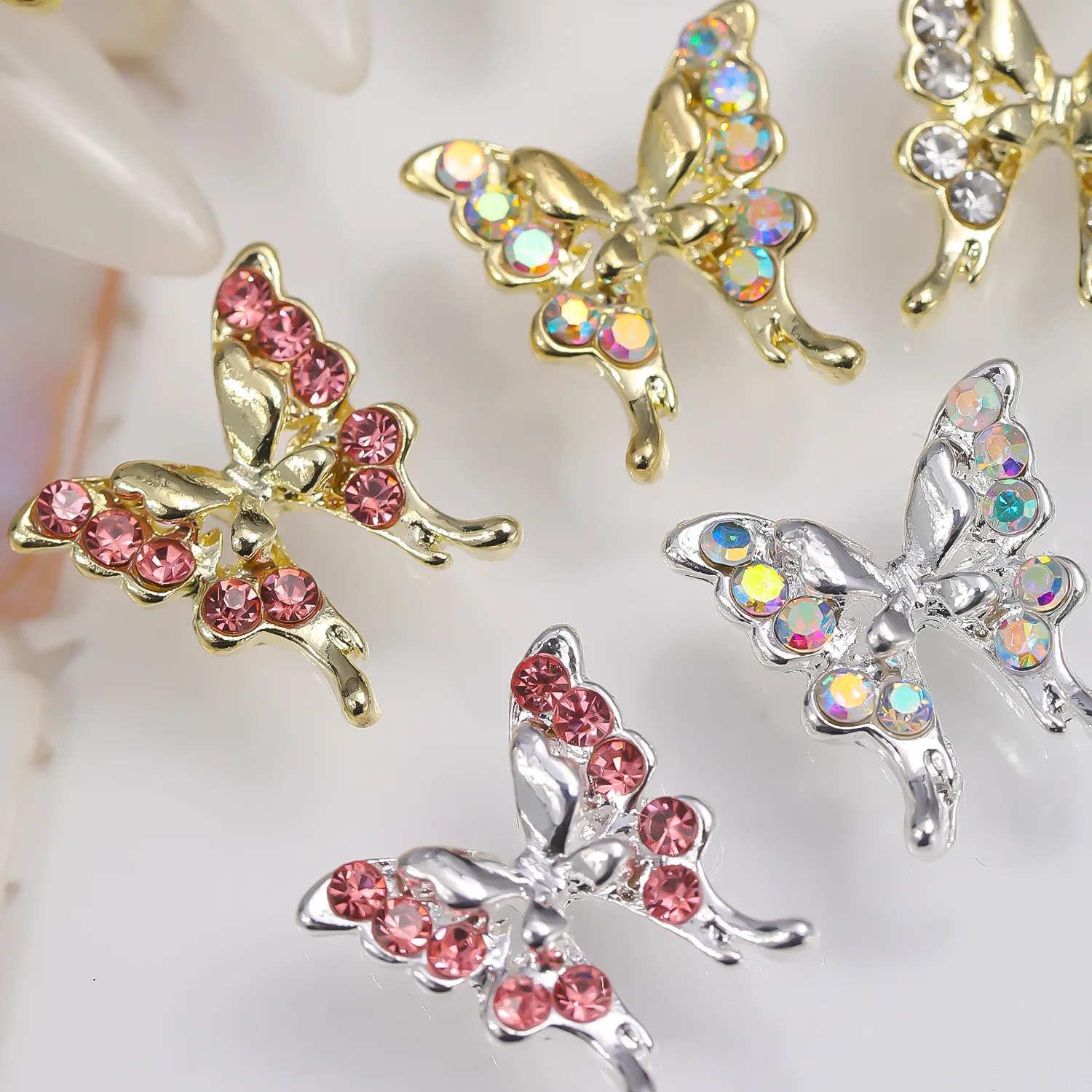

10PC 3D Luxury Alloy Nail Art Jewelry Accessories Rhinestone Butterfly Charms For Nails Decoration Manicure Supplies Beauty Tool