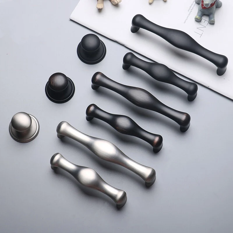 Kitchen Black Cabinet Handle Modern Minimalist Silver Pulls American Single Hole Nordic Cabinet Drawer Cupboard Handles
