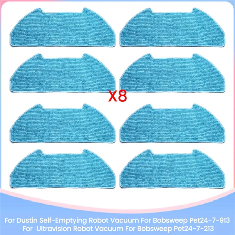 8PCS ผ้าซับล้างทําความสะอาดได้สําหรับ Dustin Self-Emptying สําหรับ Bobsweep Pet24-7-913/Pet24-7-213 สําหรับ Ultravision หุ่นยนต์ Vacuum-A77G