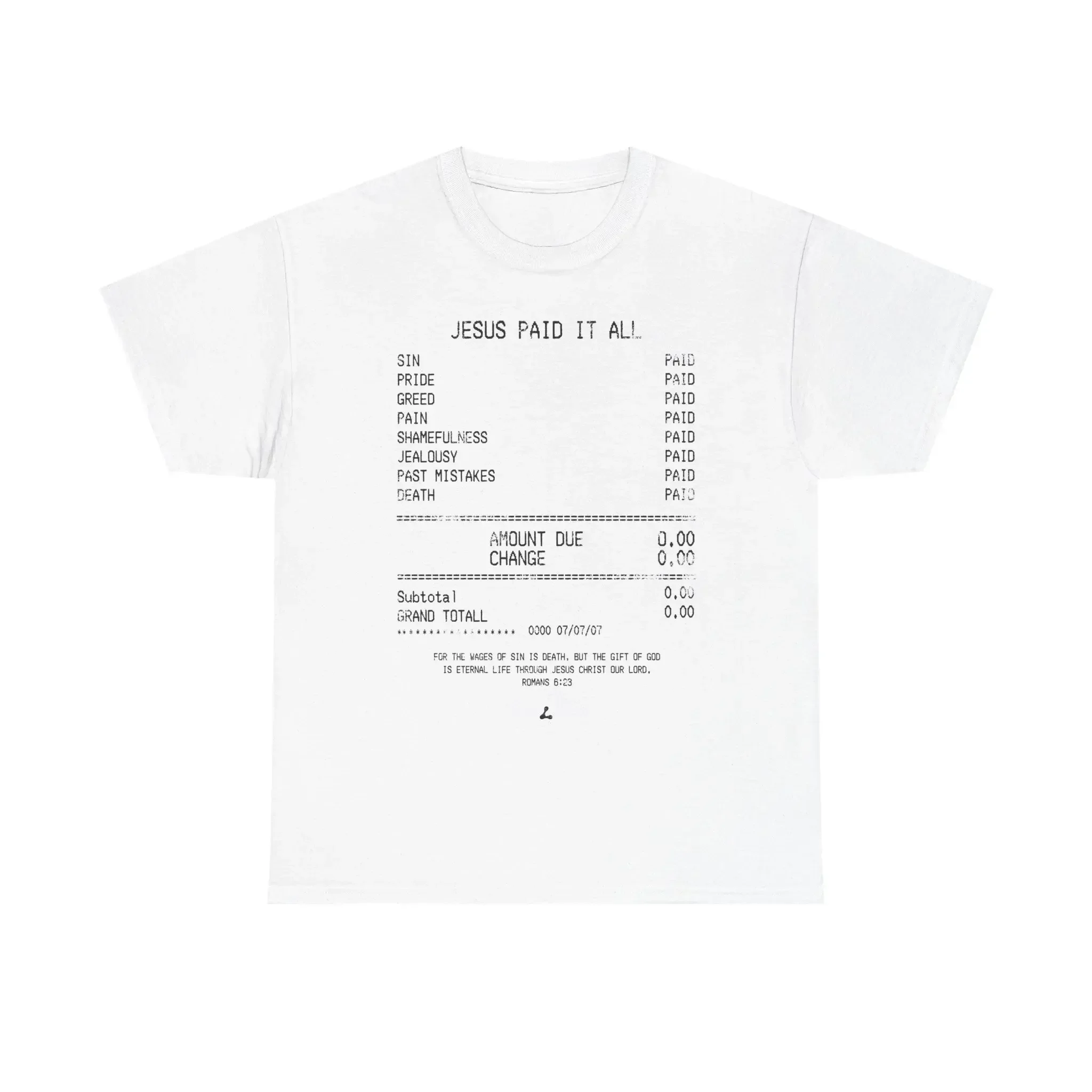 JESUS PAID IT ALL TEE - Distressed, Tshirt, Unisex,  Casual Cotton T-Shirt, Classic, Smooth