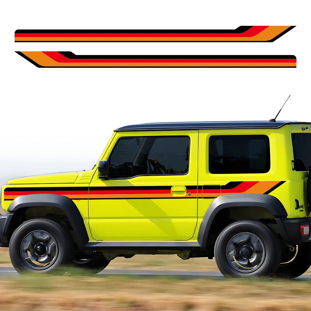 

2PCS Car Waist Line Sticker Stripe Modified Orange Red Blue Vinyl Graphics Decal Wrap Decor Stickers for Suzuki Jimny 2021 2022