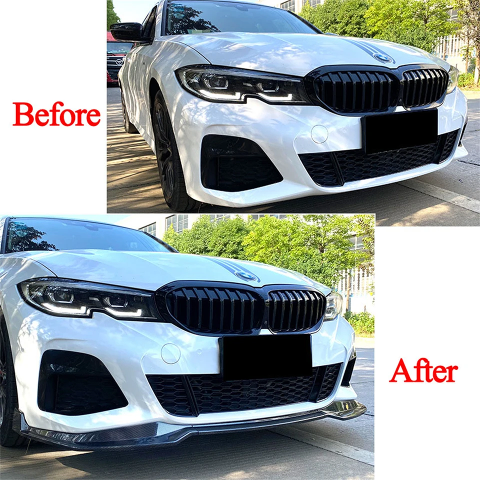 MP Style Front Bumper Splitter Lip Spoiler Diffuser Guard Body Kit Cover For BMW G20 G21 320i 330i M340i XDrive 2019-2022 Black