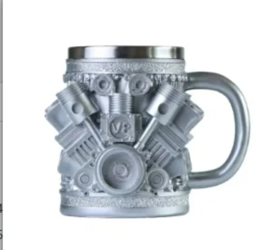 

1pc V8 engine design stainless steel cups, mugs, coffee cups, decorations, ideal gifts for car enthusiasts