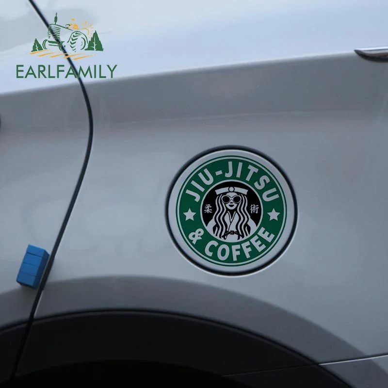 EARLFAMILY 13cm x 13cm for Jiu Jitsu coffee Car Stickers Waterproof Personality Decals Scratch-Proof Creative Windshield Decor