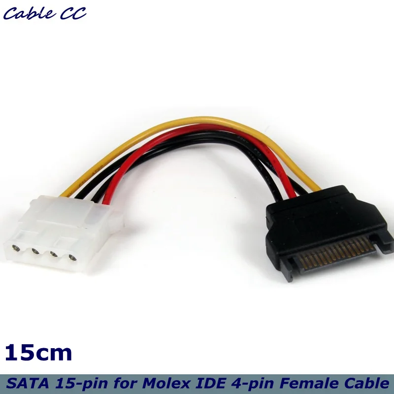 6in SATA to LP4 Power Cable Adapter - F/M - Power adapter - SATA 15Pin power (M) to 4 pin internal power (F)