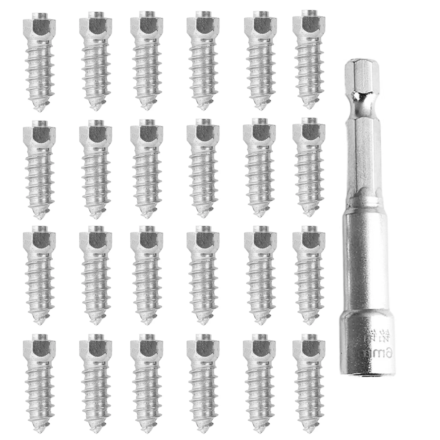 50/100 Pieces Screw in Tire Studs with Installation Tool Tungsten Steel Snow Spikes for Motorcycles SUV Boots Cars Scooters