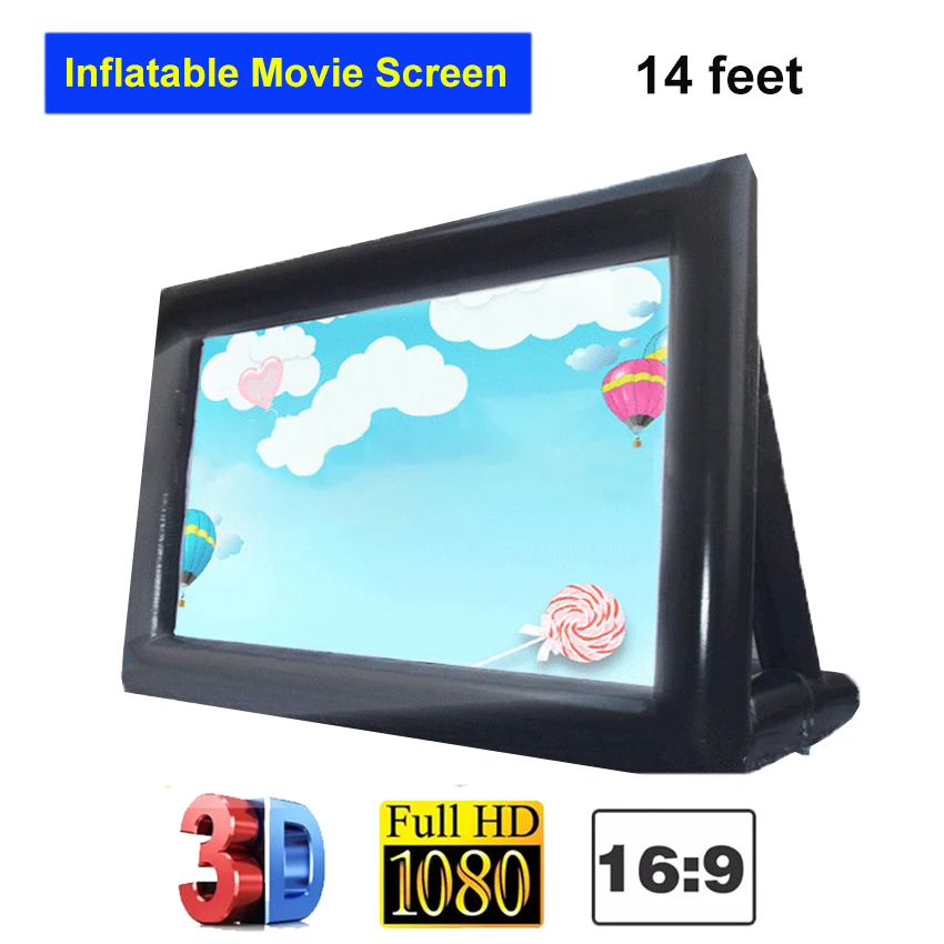 Pantalla de proyector inflable de 14 pies para cine en casa, películas de playa al aire libre, programas de TV, Videos, juegos, Etc.