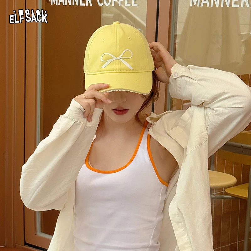ELFSACK 2025, novedad de verano, gorra de béisbol dulce, sombrero de sol de ala ancha, sombrero ajustable de moda para papá para mujer