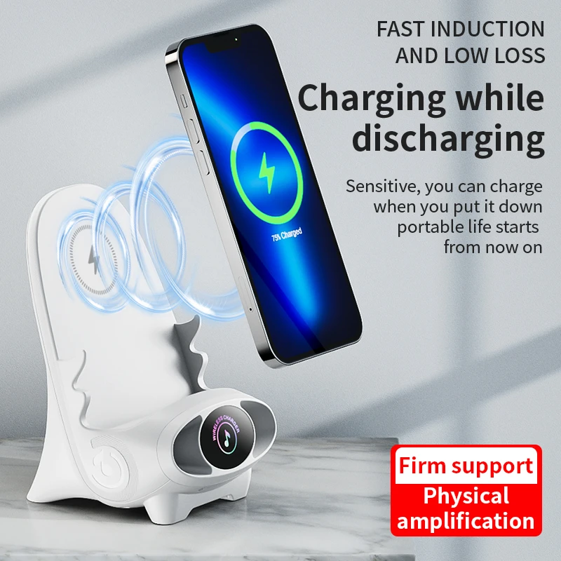 

New Mini Chair Multifunctional Phone Holder Wireless Fast Charger Mini Loudspeaker Creative Mobile Phone Stand for Phone Tablet