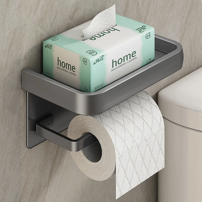 Aluminum Toilet Paper Holder Storage Rack Kitchen Towel Placement of seasoning bottles Bathroom Wall Roll of Paper Phone Storage image 4