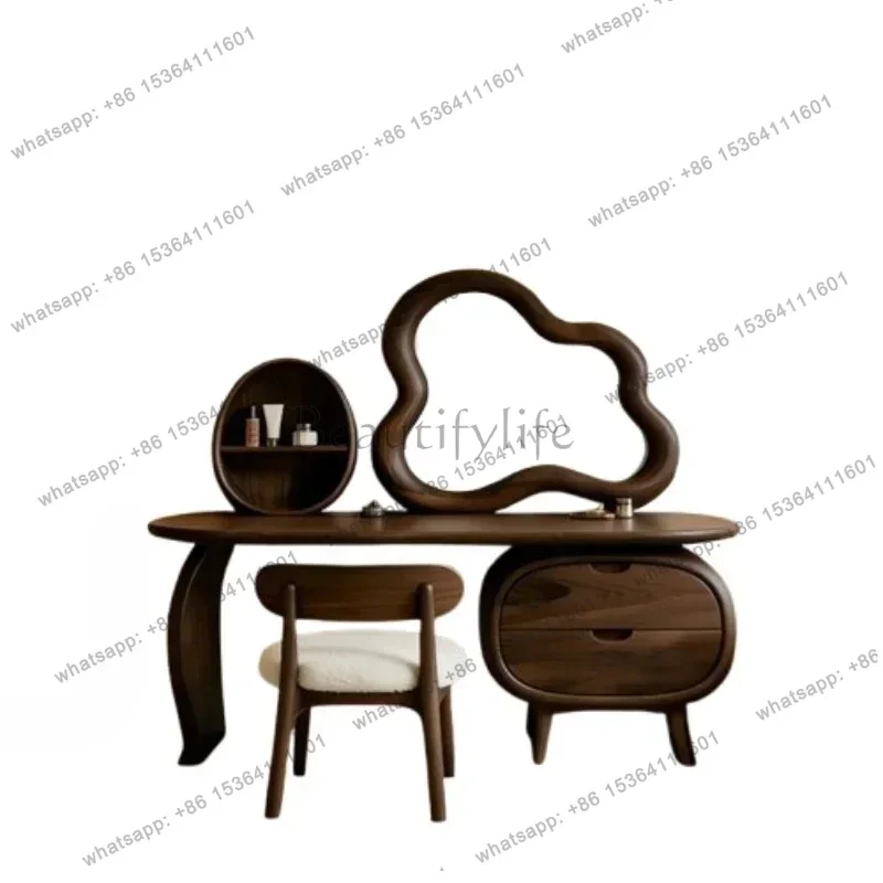 Sturdy Brown Vanity Desk Organizers Nightstand Wooden Walnut Dressers Drawers Cabinets Storage Coiffeuse