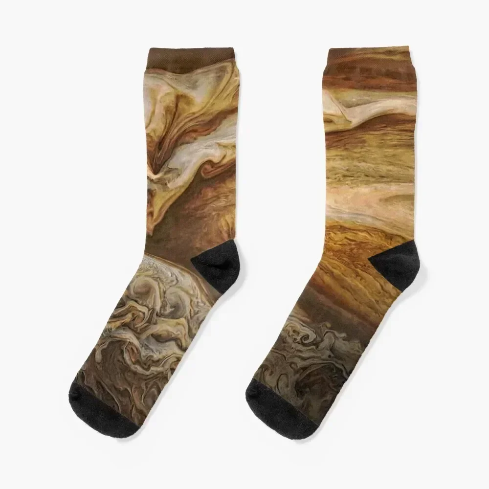 Callisto passing before Jupiter, space exploration, astronomy Socks colored compression Women Socks Men's