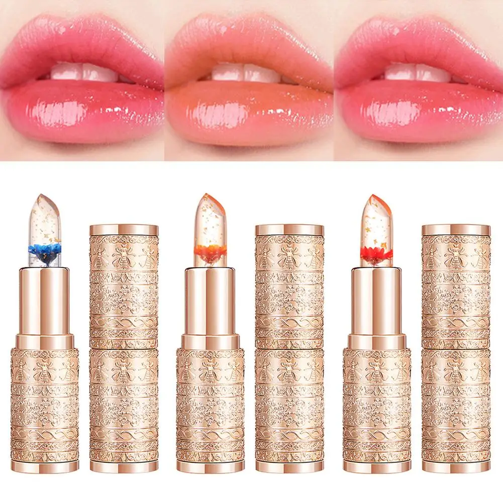 Langdurige Hydraterende Lipgloss Non-Stick Cup Transparante Bloem Magische Jelly Temperatuur Lippenstift Veranderen Van Kleur Veranderende K3t6