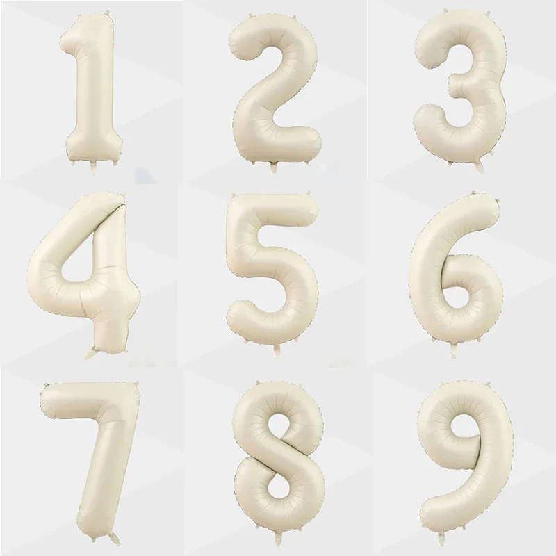 32inch Cream Color Foil Number Balloons 1-9 Large Digital Foil Helium Ball Birthday Party Decoration Anniversary party Supplies