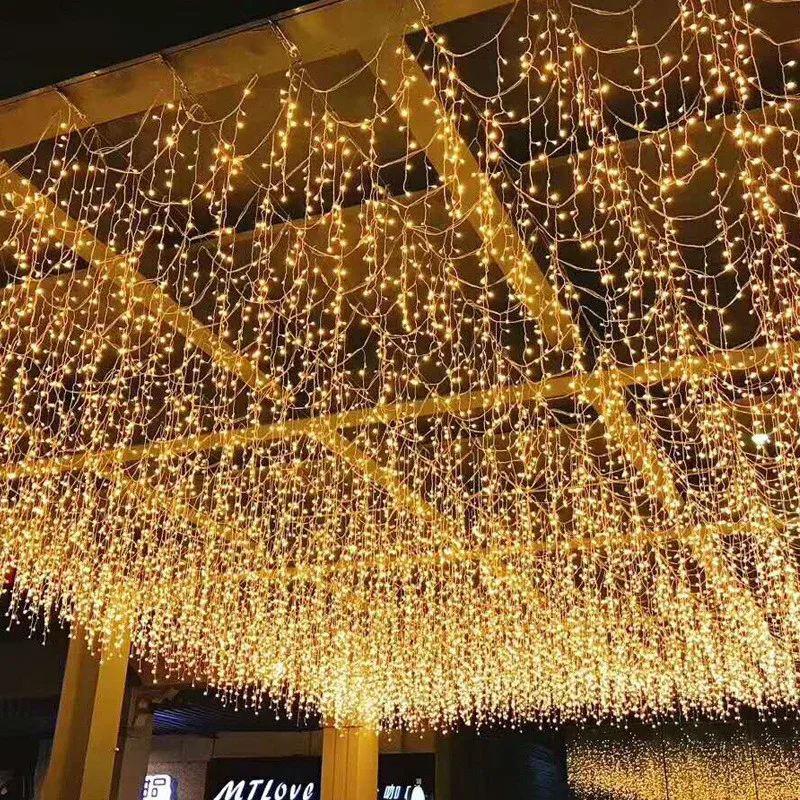 Christmas Decoration 2025 Led Lights Outdoor Street Garland 8/12M Waterproof Connector Icicle Light New Year 2025 Decor for Home