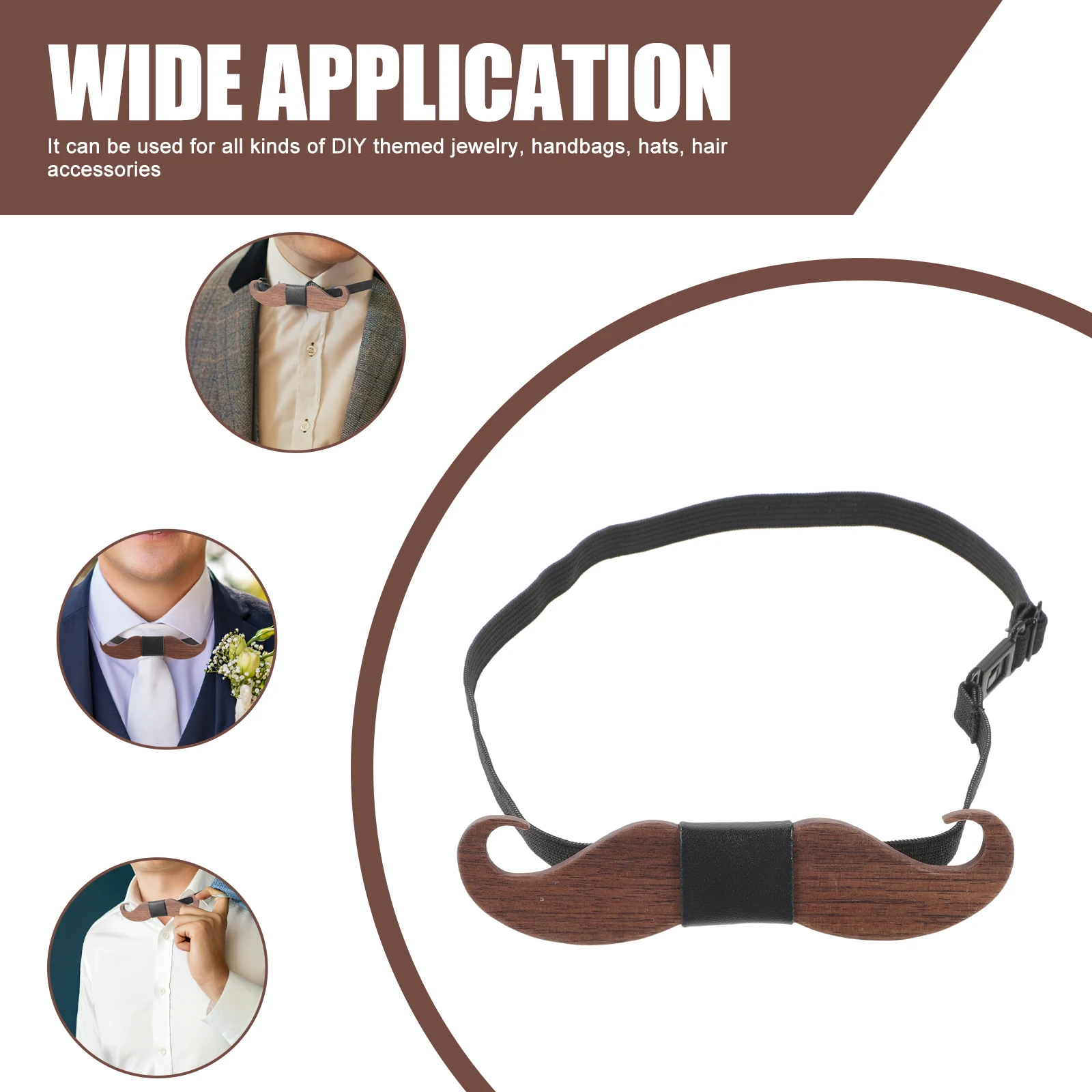 

Wooden Bow Tie For Men Pre-Tied Groom Wedding Party Adjustable Unique Handcrafted Non-Deformable Wood Bowtie Beard Lapel Mens