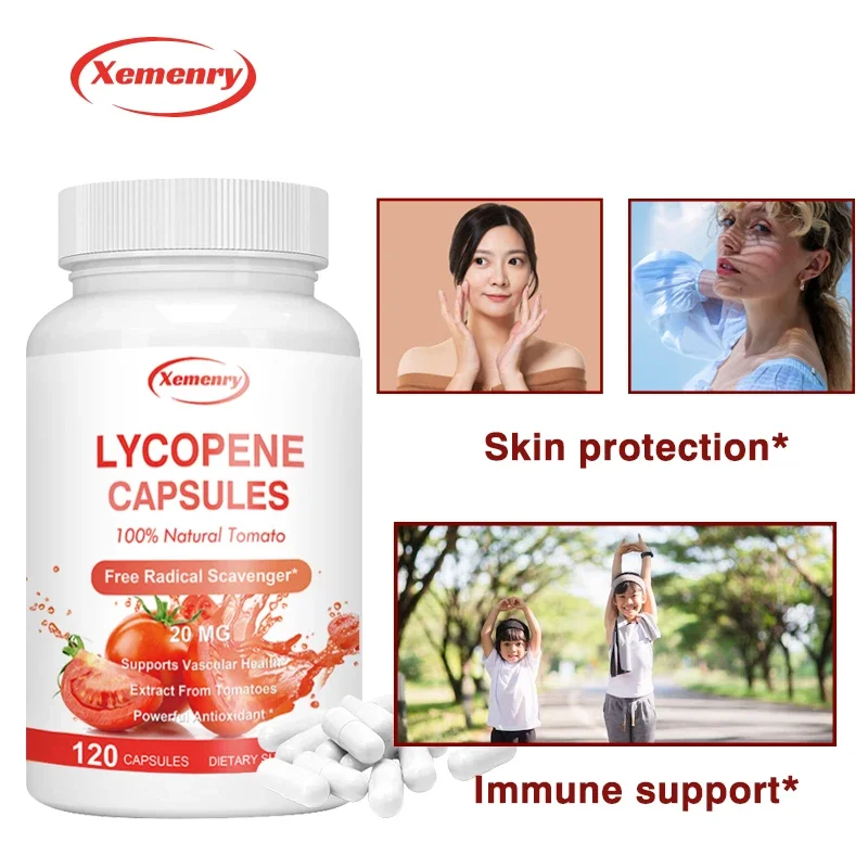 Supplément de lycopène 20 mg, 120 capsules, protège contre les maladies cardiovasculaires et cérébrovasculaires et améliore l'immunité