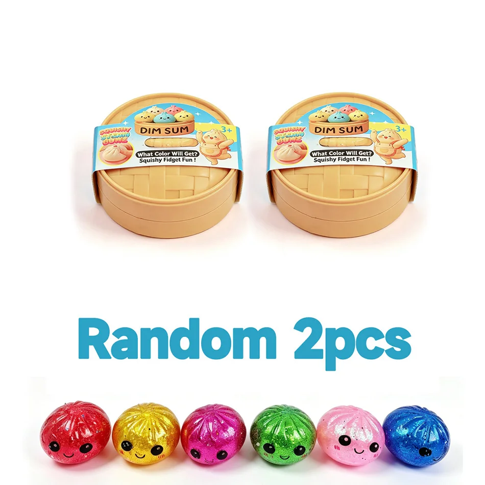 Neue bunte Glitzerperlen gefüllte Dumpling Squishy, Überraschungsbox mit Geschenkbox & verstecktem Stil, Stressabbau-Sensorik-Quetschspielzeug